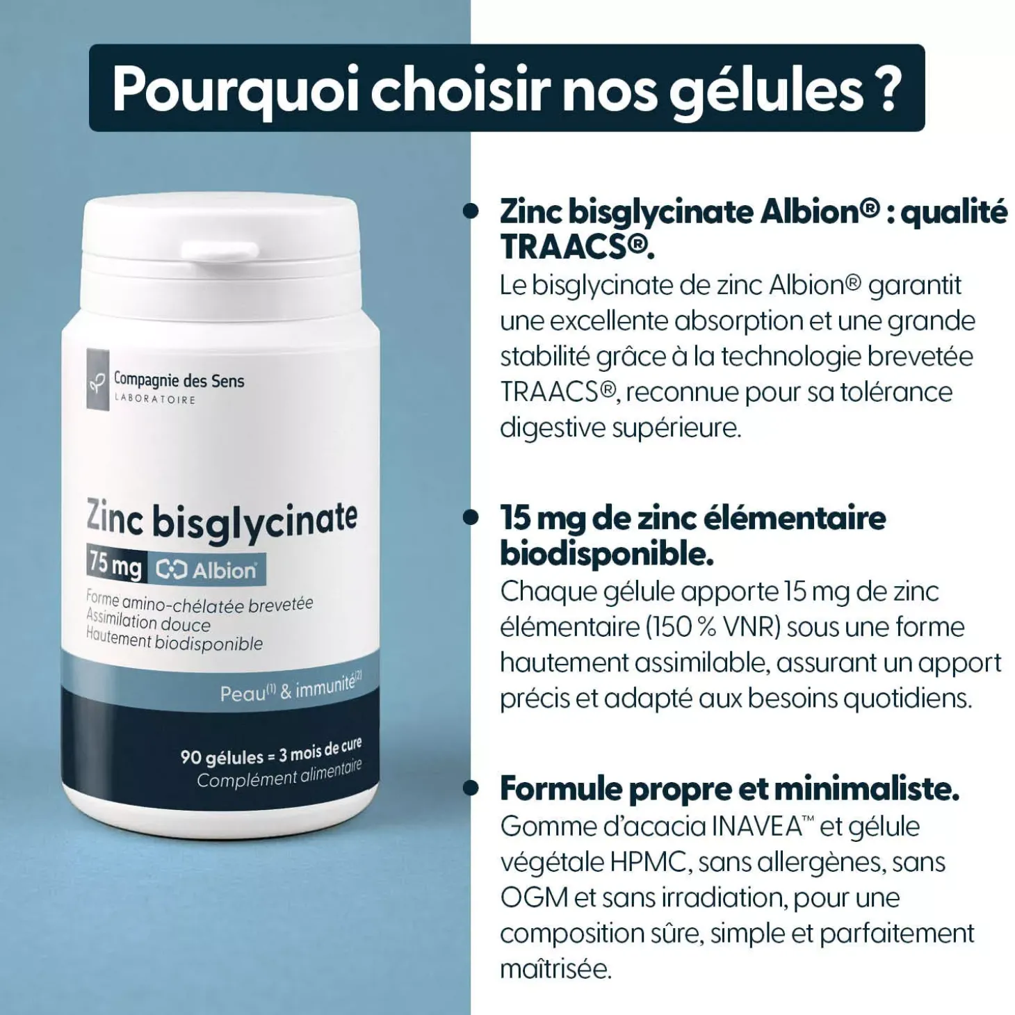 Bisglycinate de Zinc breveté Albion sf 75mg