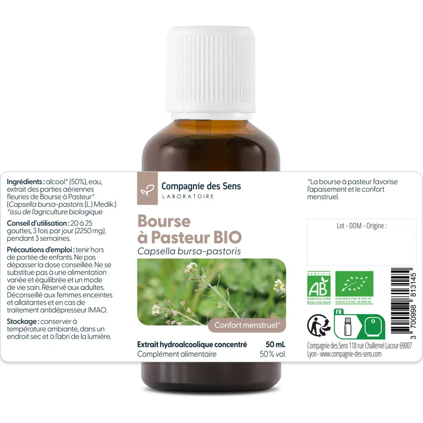 Bourse à Pasteur bio (Capsella Bursa-Pastoris) – Extrait hydroalcoolique concentré