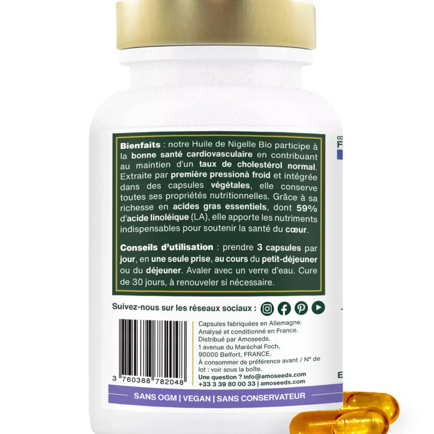 Capsules d'huile de Nigelle bio – Acide gras essentiel & Équilibre lipidique