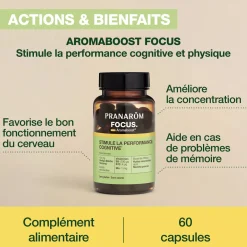 Capsules Focus Aromaboost – Aux Huiles Essentielles – 60 capsules