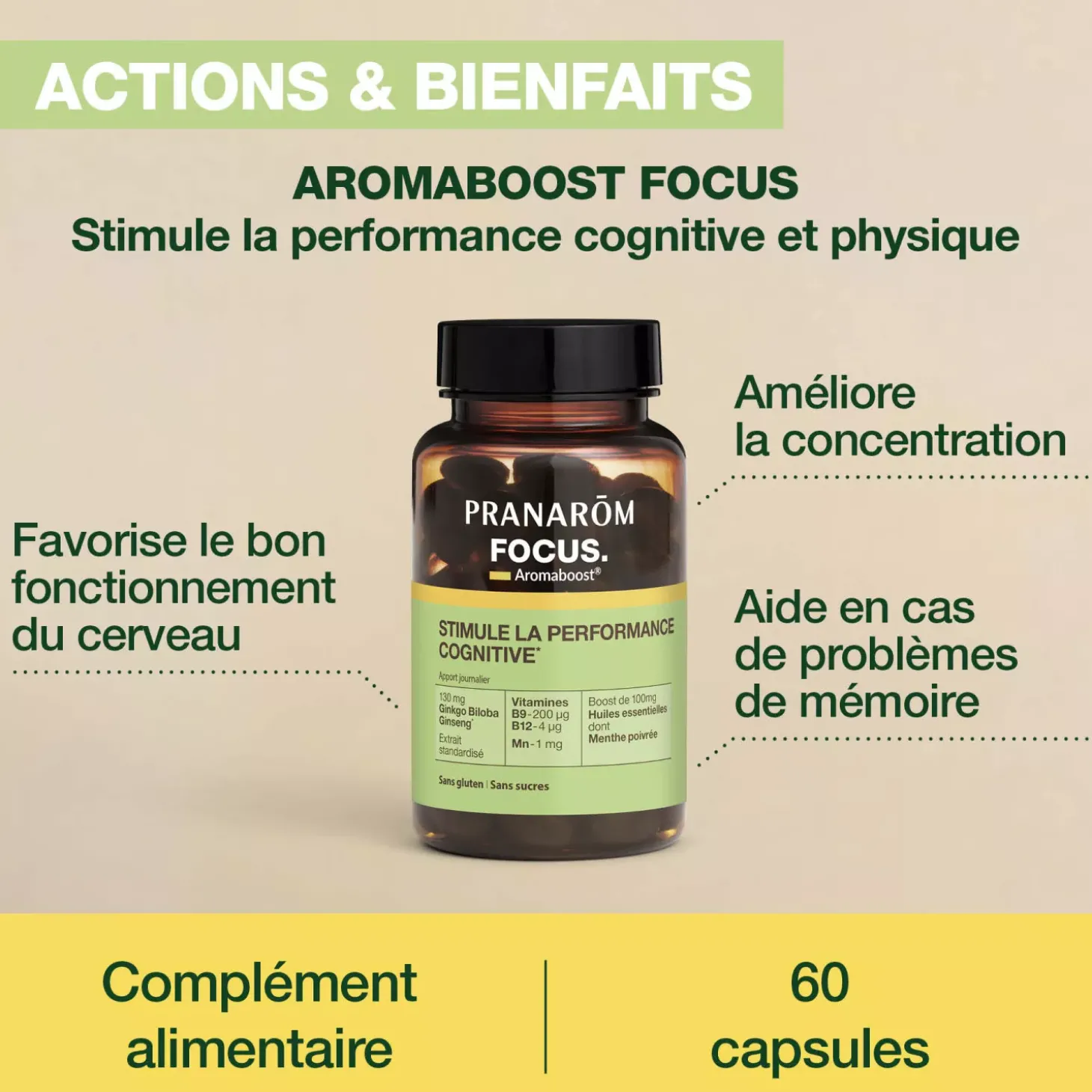 Capsules Focus Aromaboost – Aux Huiles Essentielles – 60 capsules