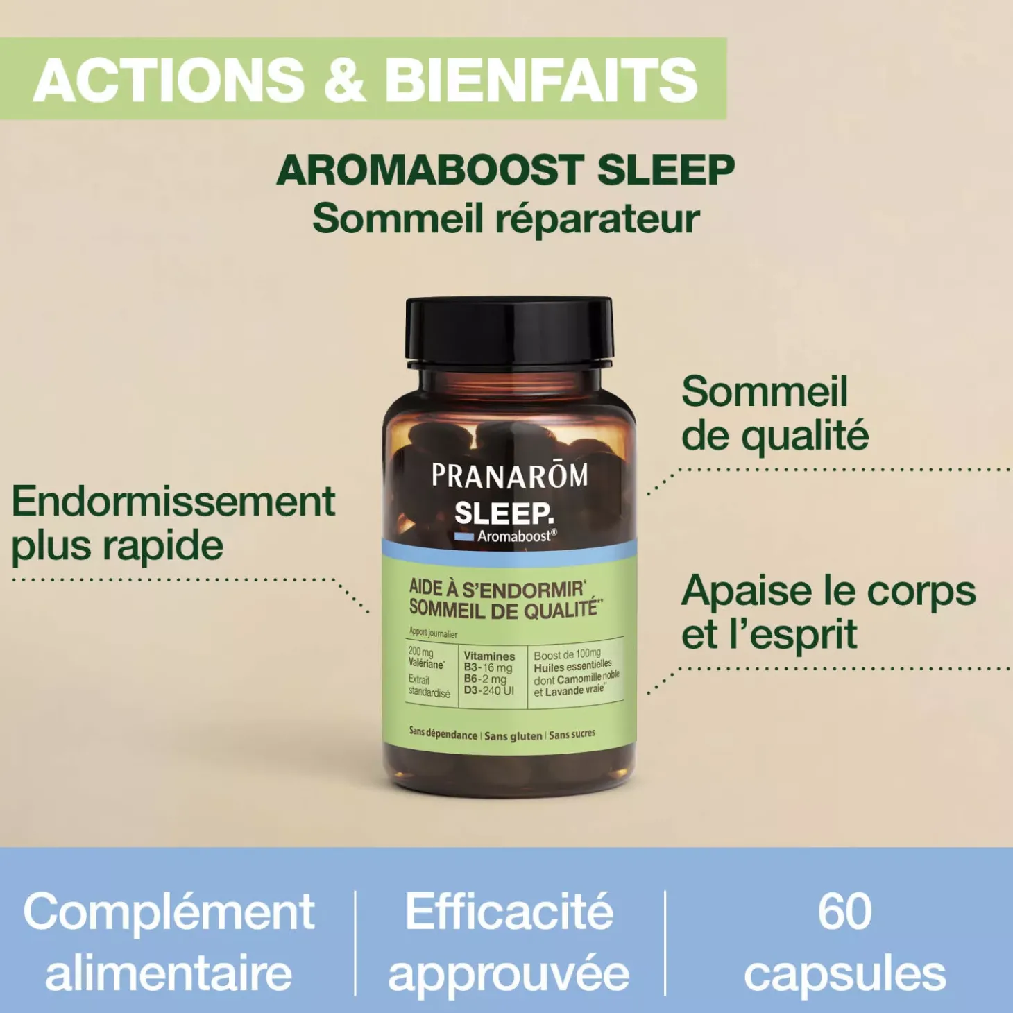 Capsules sleep Aromaboost – Aux Huiles Essentielles – 60 capsules