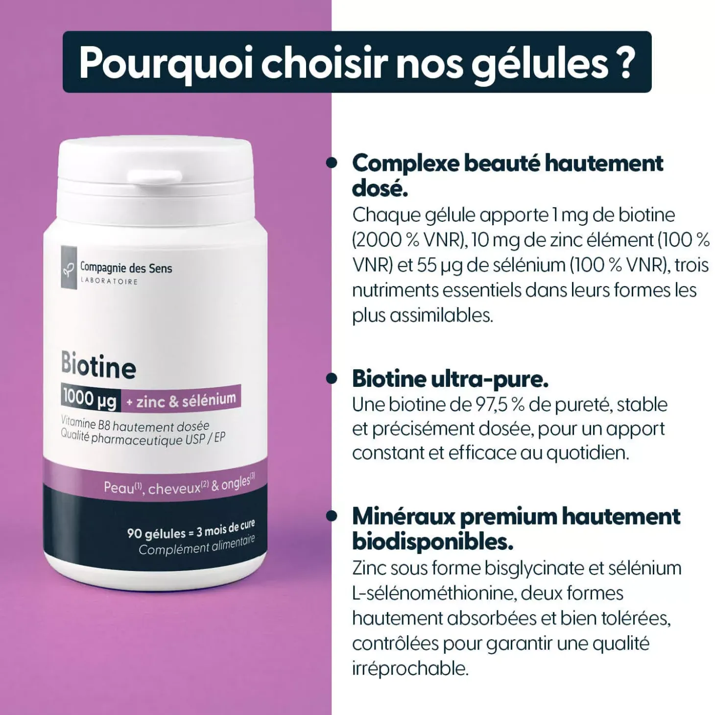 Complexe Biotine (vitamine B8) 1000 µg