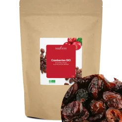 Cranberries bio (en moitiés, infusées au jus de pomme, séchées)