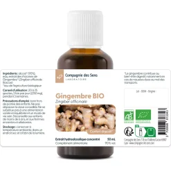Gingembre bio (Zingiber Officinale) – Extrait hydroalcoolique concentré