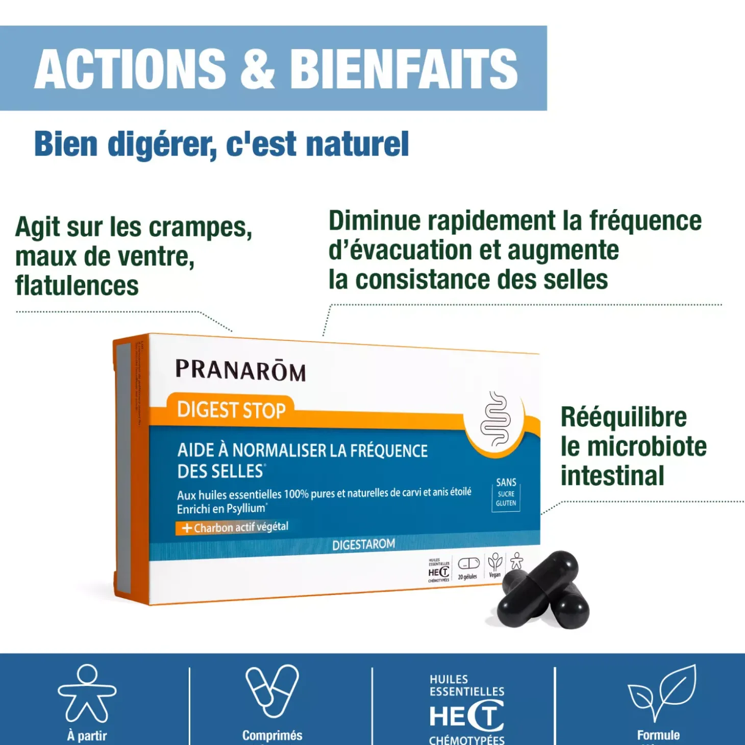 Gélules Digest Stop – Pour normaliser la fréquence des selles – Digestarom Pranarōm