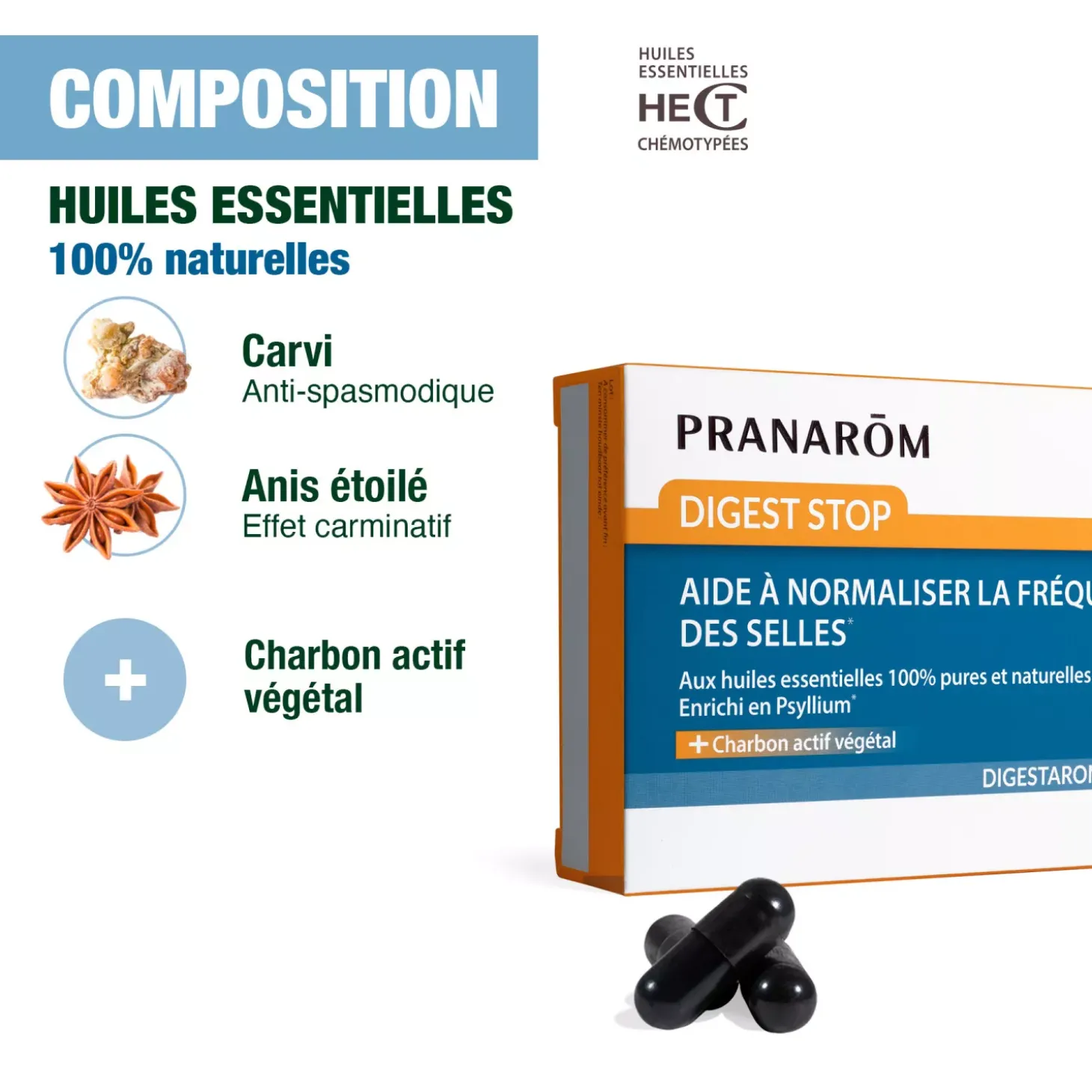 Gélules Digest Stop – Pour normaliser la fréquence des selles – Digestarom Pranarōm