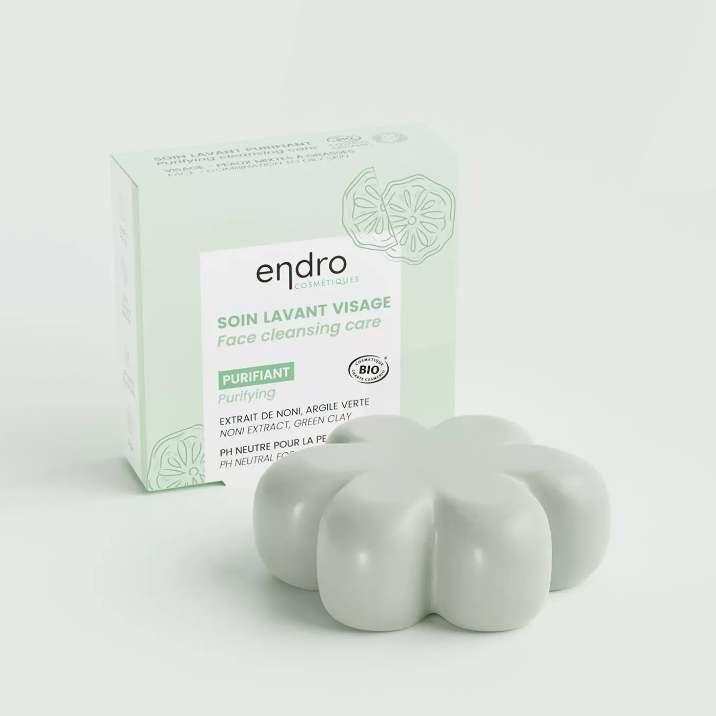 Pain dermatologique lavant purifiant Visage bio – pH neutre – Endro