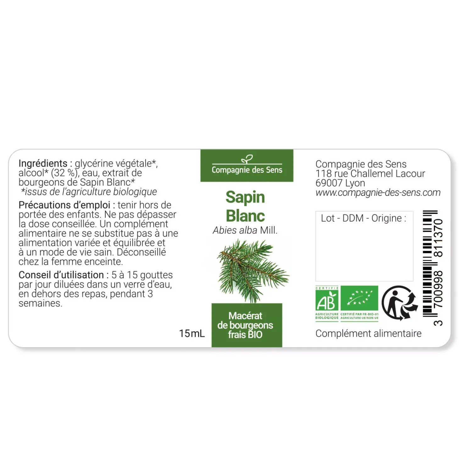 Sapin Blanc bio (Abies Alba) – Macérat concentré de bourgeons frais