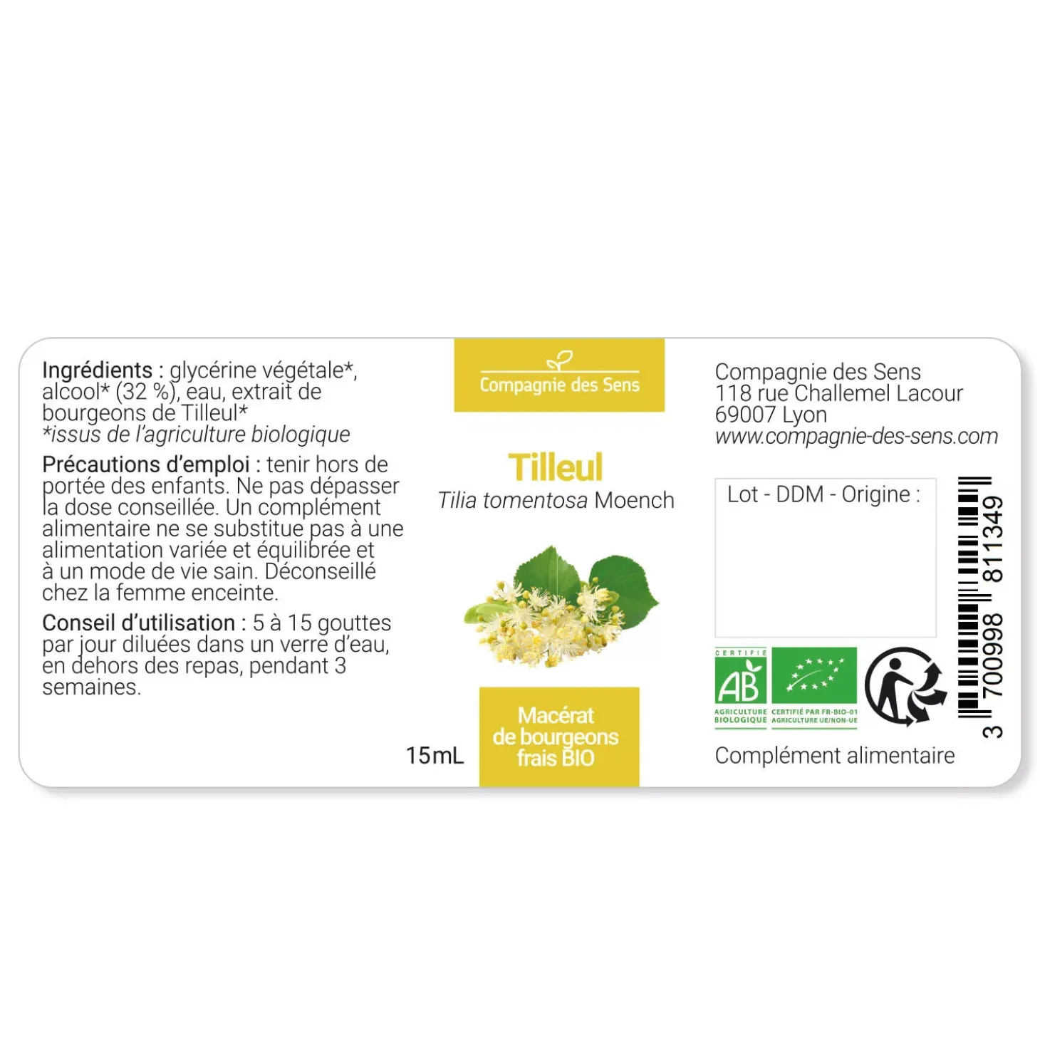 Tilleul bio (Tilia Tomentosa) – Macérat concentré de bourgeons frais